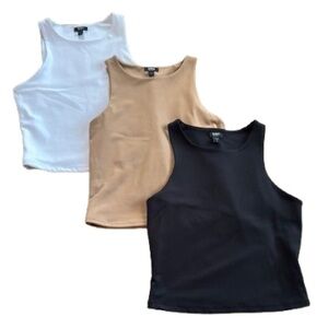 Express Body Countour Sleeveless Tank Top - Black, White, and Tan